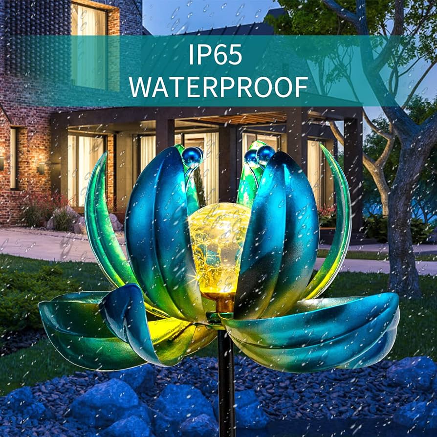 Huaxu Solar Outdoor Lights 35.4In Garden Decor Flower Wind
